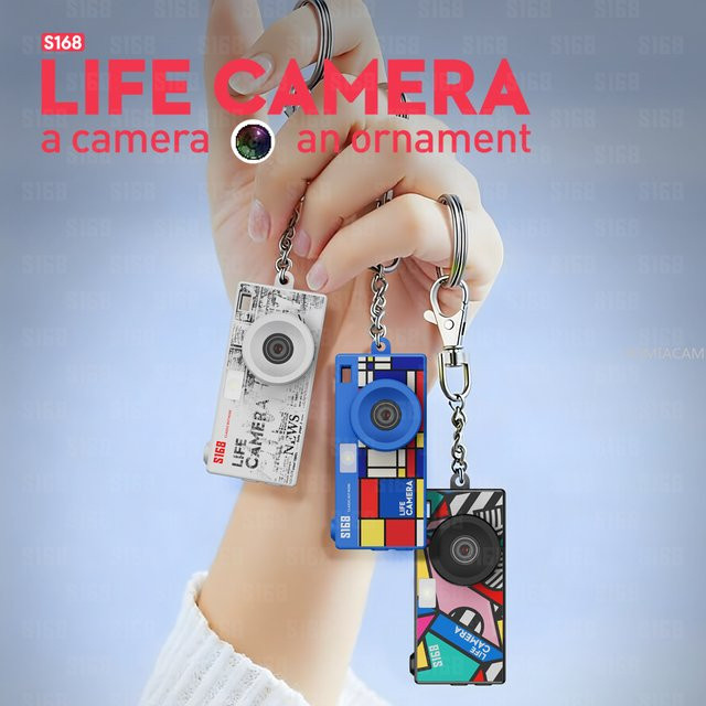 POMIACAM S168 Mini Life Kamera mit 48MP und 2K Auflösung, tragbare Taschenkamera mit 1,47 Zoll IPS-Display und Retro-Filter als Schlüsselanhänger für Reise und Vlog, transparent - Bild 1