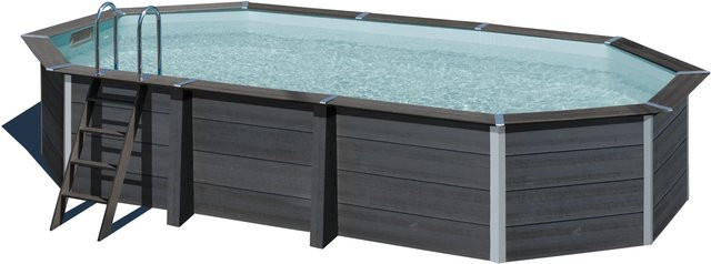 Gre Composite Pool Avantgarde Oval in Anthrazit mit Beleuchtung, B/T/H: 664 x 386 x 124 cm - Bild 1