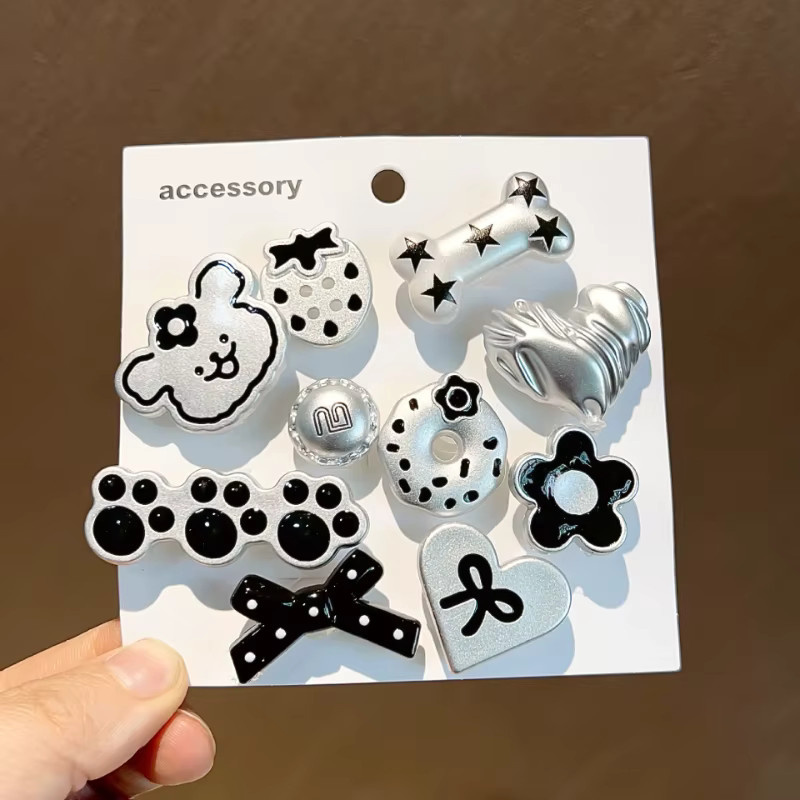 Mesuca Charms-Set, Hundeschuh-Charms, Perlenkette, Harz, schwarz-weiß - Bild 3