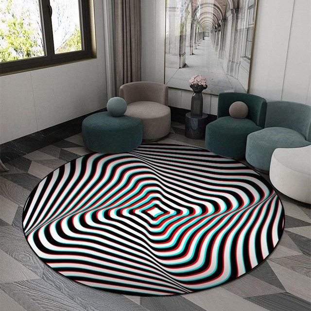 Runder 3D Vortex Optische Illusion Teppich von Karpetti, Waschbarer Rutschfester Teppich in Multicolour, Durchmesser: 80 cm - Bild 1