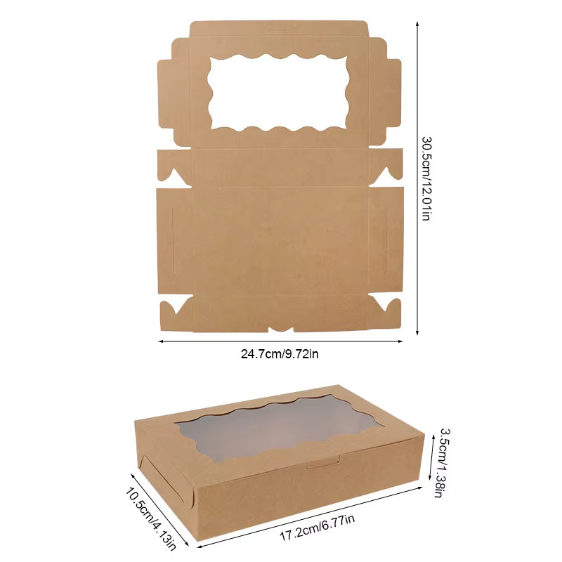 Weiße Kraftpapier-Geschenkboxen mit Fenster für Muffins, Cupcakes und Süßigkeiten zur Verpackung bei Hochzeiten oder Babypartys - Bild 2