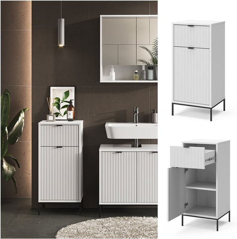 Vicco Midischrank Eliza Weiß für das Badezimmer mit Tür, Schublade und Regalböden, B/T/H: 40 x 35 x 87 cm - Bild 2