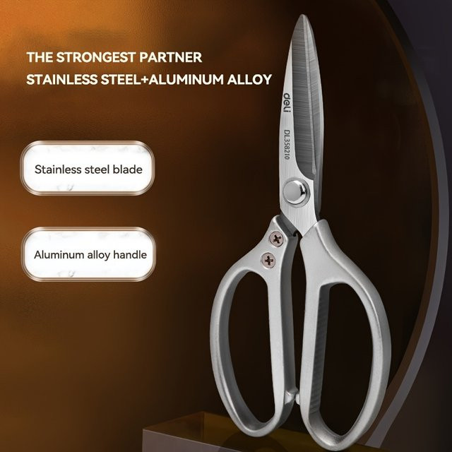 Deli Multifunktionale Edelstahlschere in Silber, 21,59 cm professionelle Industrieschere für Küche und Stoffe - Bild 1