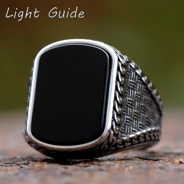 Ring Edelstahl, Schwarz, Zirkonia, Herren - Bild 1