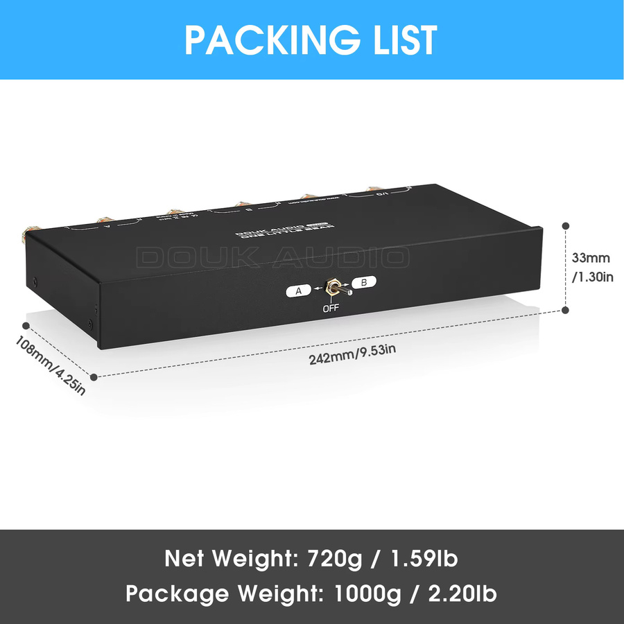 Nobsound SP102 2-in-1-zu-2-aus Audio-Splitter Passiver Verstärker mit LED-Anzeige und Fernbedienung, Schwarz - Bild 6
