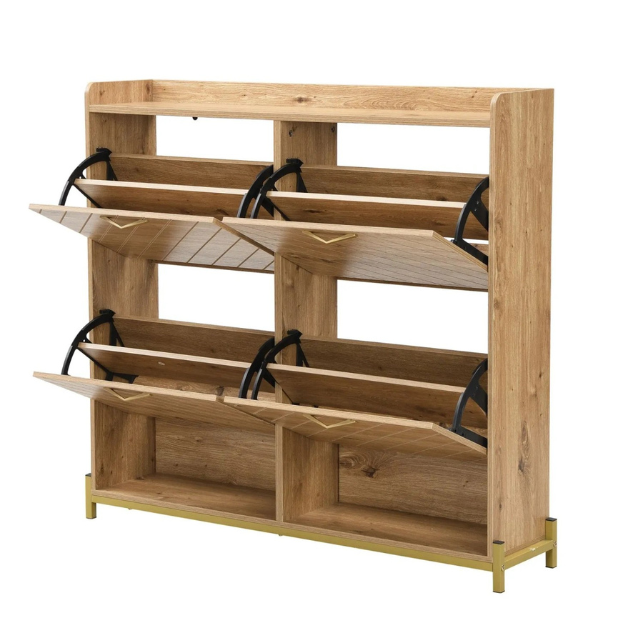 PXloue Schuhschrank in Holzoptik mit 4 Türen als schmaler Schuhkipper in Braun, B/T/H: 108,5 x 24 x 100 cm - Bild 2