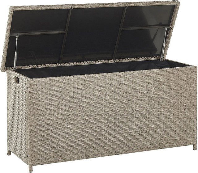 Beliani Truhe MODENA in Taupe im Boho-Design aus Rattan und Kunststoff, B/T/H: 126 x 46 x 63 cm - Bild 1