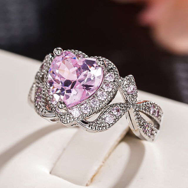 Huitan Ring, Silber, rosafarbener Zirkonia, Damen - Bild 1