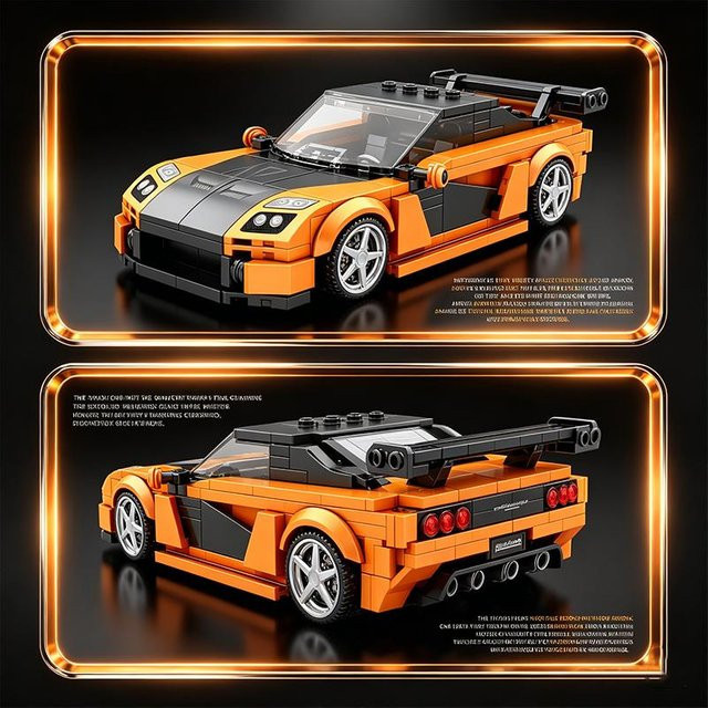 Linyi toy Rx7 Racing Auto, Bausteine, 367 Teile, ab 14 Jahren, Orange, Grau - Bild 1