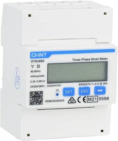 Chint DTSU666 Drehstromzähler digital MID-konform 3x230/400V 5(80)A RS485 4PMID in Weiß - Bild 1