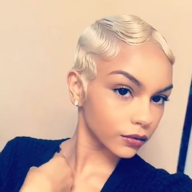 OYM HAIR Blonde Fingerwellen-Perücke, kurze Echthaar-Perücke, Damen - Bild 1