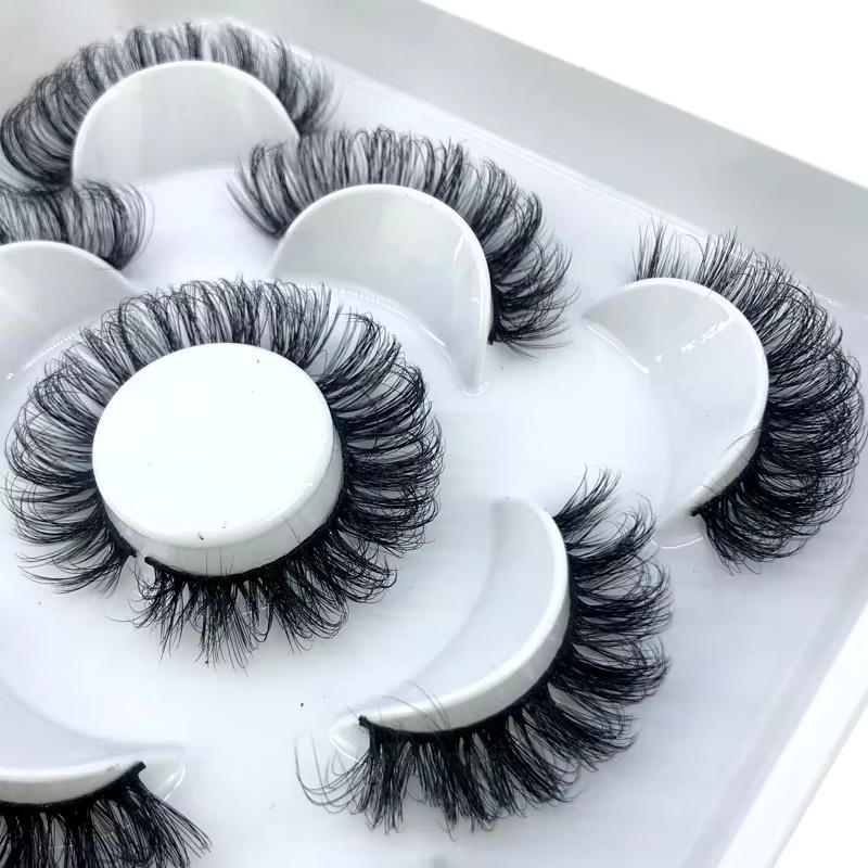 AMSDCN Künstliche Wimpern, 3D Nerz-Wimpern, Black, 5 Paar - Bild 4