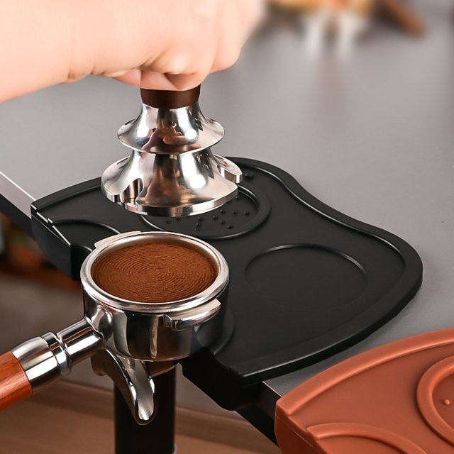 EAKOERS Espresso Kaffee Tamping Matte aus Silikon in Schwarz oder Braun, rutschfeste Tamper Matte für Kaffee - Bild 1