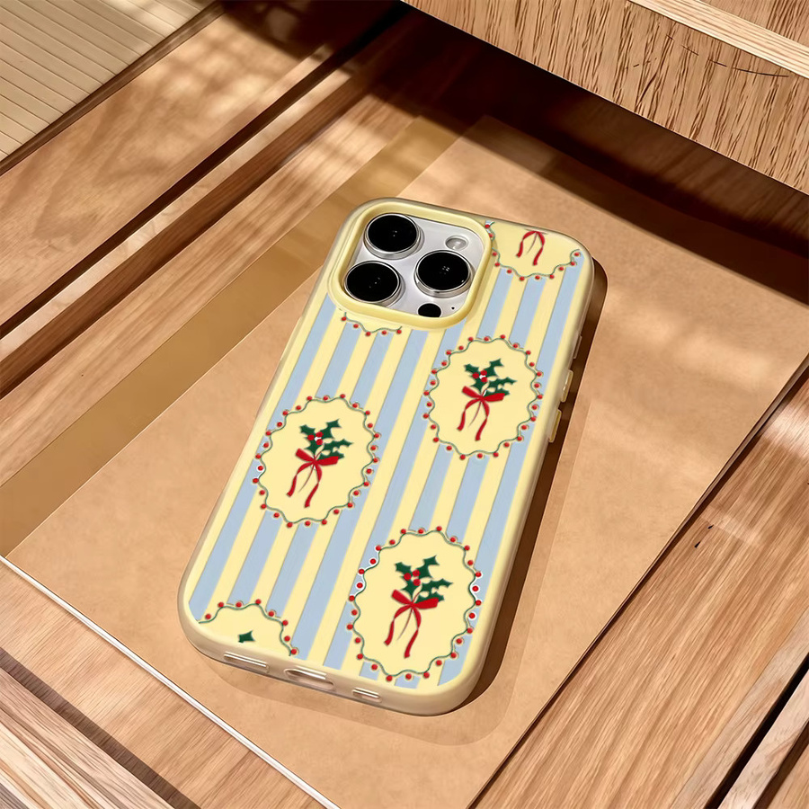 Potdemiel Handyhülle mit blau-weißem Streifenmuster für iPhone 17, 16 Pro Max, 15, 14, 13, 12 Plus, doppellagige Candy-Abdeckung - Bild 2