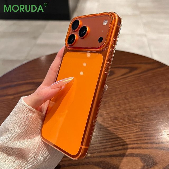 NUCWIN Handyhülle für iPhone in Transparent Orange mit Slim Plating Hard Cover aus Acryl und PC - Bild 1