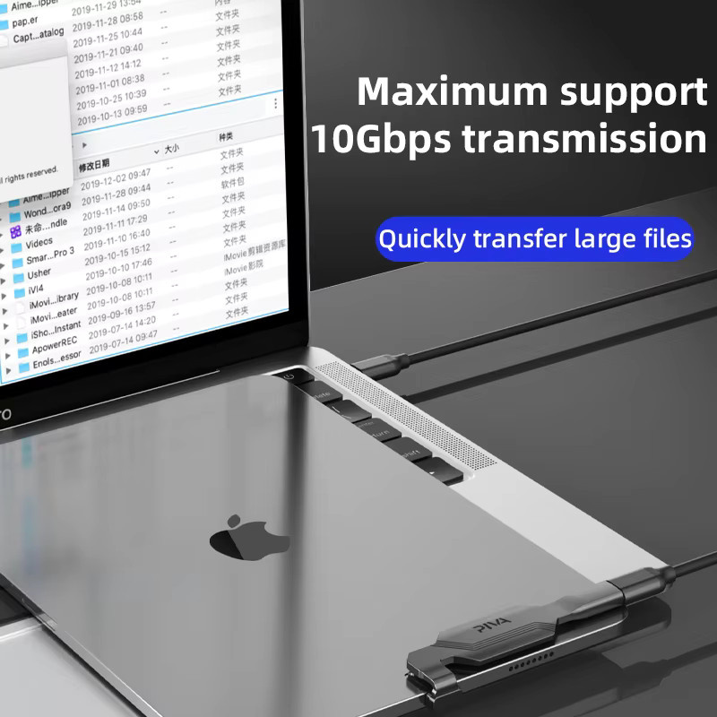 Piva USB-C Adapter mit PD60W Schnellladung und 10 Gbit/s Datenübertragung in Schwarz für iPad und Tablets - Bild 3