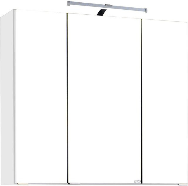 HELD Bologna 3D Spiegelschrank mit LED-Aufbauleuchte und Waschbeckensteckdose, Weiß, Breite: 70 cm - Bild 1