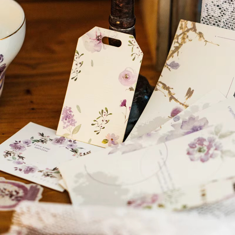 35-teiliges DIY-Materialpaket mit Tintwaschblumen-Motiv in Multicolour aus Papier für grafisches Design und Handwerk - Bild 3