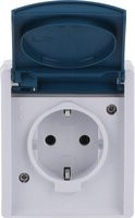 Busch-Jaeger Schuko-Steckdose Typ 20 EW-53 Aufputz mit Klappdeckel IP44 in Blau, Grau oder Weiß - Bild 1