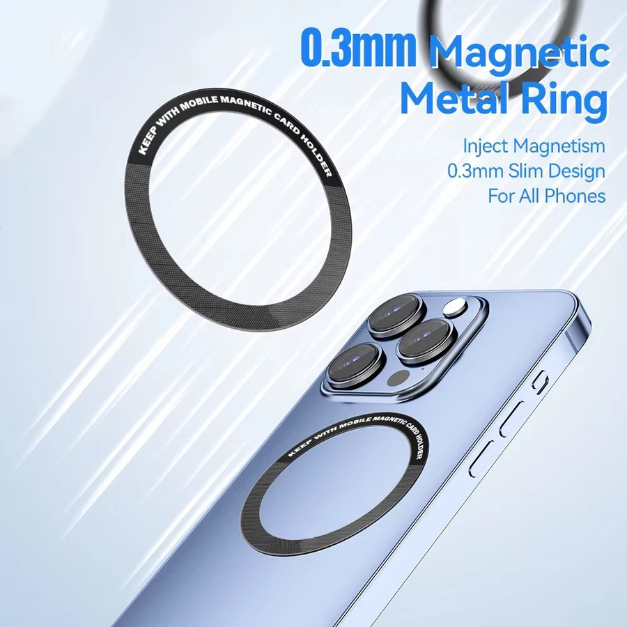 5er Set VIKEFON Magnetische Metallringe für iPhone 16 15 14 13 12 Pro Max Plus und Samsung Xiaomi zur Nutzung von MagSafe und drahtlosem Laden, Schwarz - Bild 2