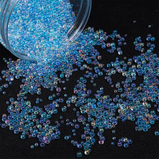 Glasperlen weiß/blau, 2-3,5 mm, DIY-Bastelzubehör - Bild 1