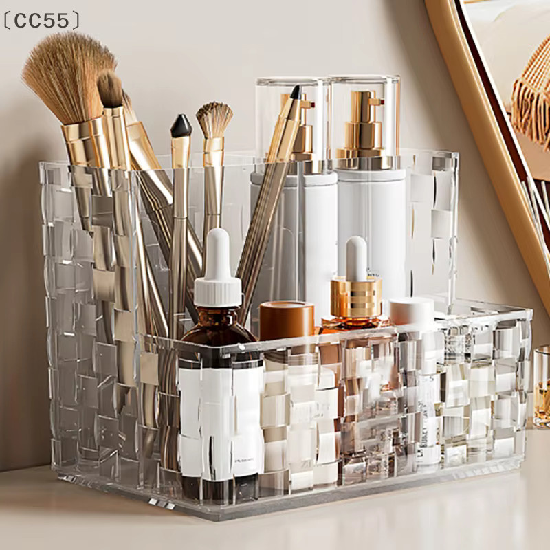 KOQZM Transparente Desktop-Aufbewahrungsbox aus Acryl als Make-up-Organizer und Fernbedienungshalter in Grau - Bild 3