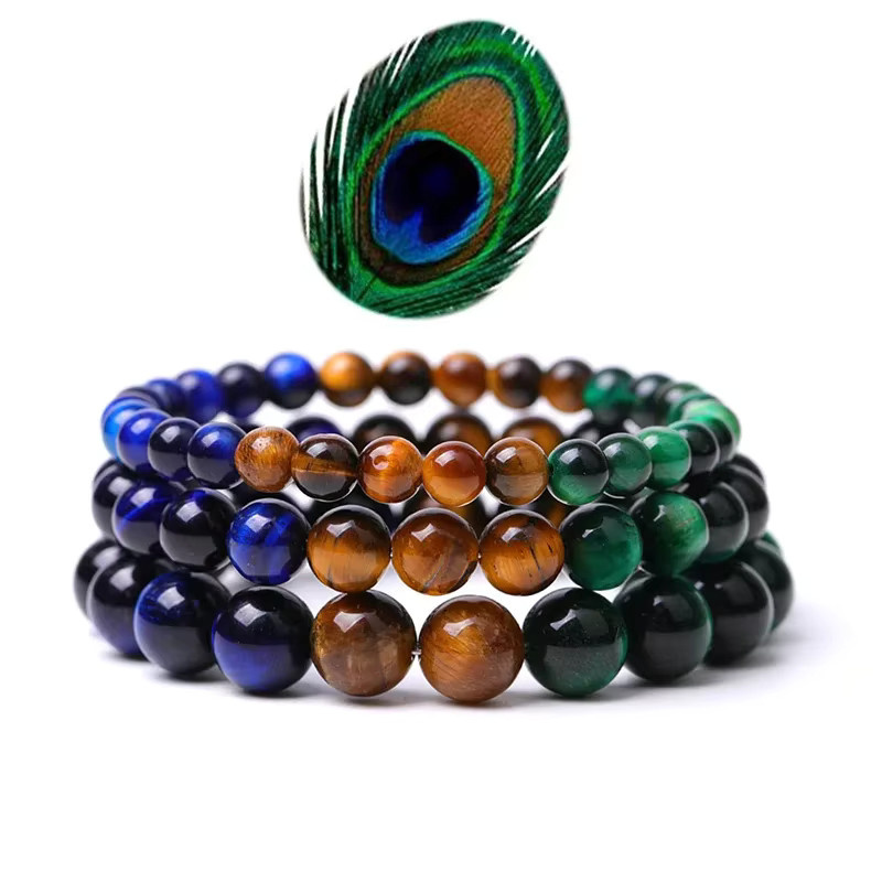 Armband, Natürliches Tigerauge Grün Gelb Blau, Unisex - Bild 4