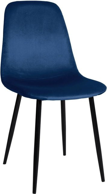DELUKE Esszimmerstuhl MOVI in Blau aus Samt und Metall, modern gestaltet, Höhe: 88 cm, Breite: 44 cm, Tiefe: 51 cm - Bild 1