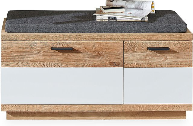 Garderobenbank MONDO LISANA aus Wildeiche Massiv in Wild Oak mit Stoffbezug, B/T/H: 110 x 38 x 51 cm - Bild 1