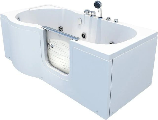 AcquaVapore Seniorenwanne mit Tür Whirlpool S12-EH-WP-R, Badewanne in Weiß, B/T/H: 170 x 85 x 120 cm - Bild 1
