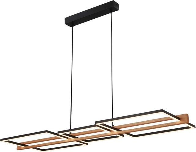 Briloner Pendelleuchte Royk in Schwarz und Holz mit dimmbarer LED in warmweißem Licht - Bild 1