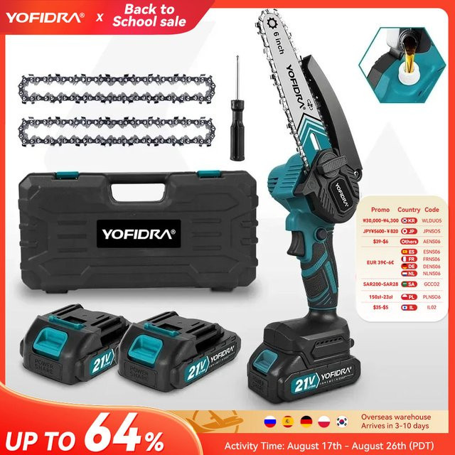 YOFIDRA Elektrische Akku-Kettensäge 6 Zoll mit Öler für Makita 21V LXT Batterien zum Schneiden von Holz und Ästen - Bild 1