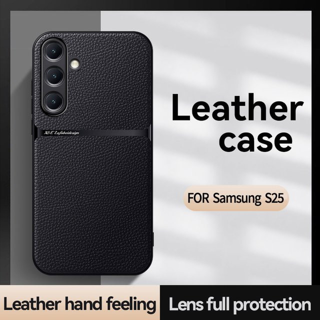 Luxus Leder Schutzhülle mit MagSafe Magnet für Samsung Galaxy S25 Ultra, S25 Plus, S24, S23 und S22 in Schwarz, Stoßfest und Matt - Bild 1