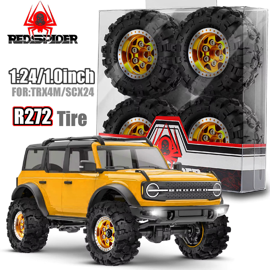 Red Spider Beadlock-Felgen- und Gummireifen-Set, 4-teiliges Set, 1,0-Zoll, 1:18 - Bild 4