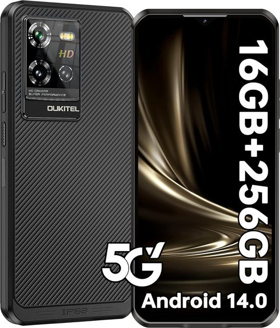 Oukitel WP50 5G Smartphone Android 14, 256 GB ROM, 16 GB RAM, 6,6 Zoll HD+ Display, Schwarz - Bild 1