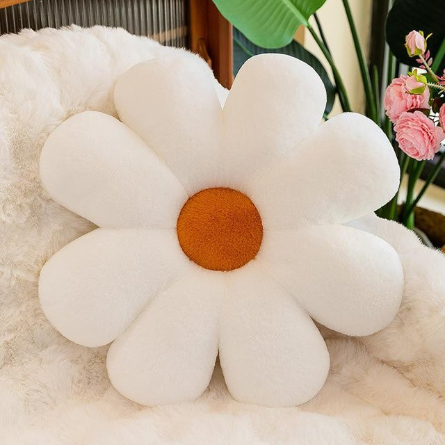 Bai Fen Bai Sitzkissen mit Gänseblümchen-Design aus Plüsch, weiß, Durchmesser: 50 cm - Bild 1