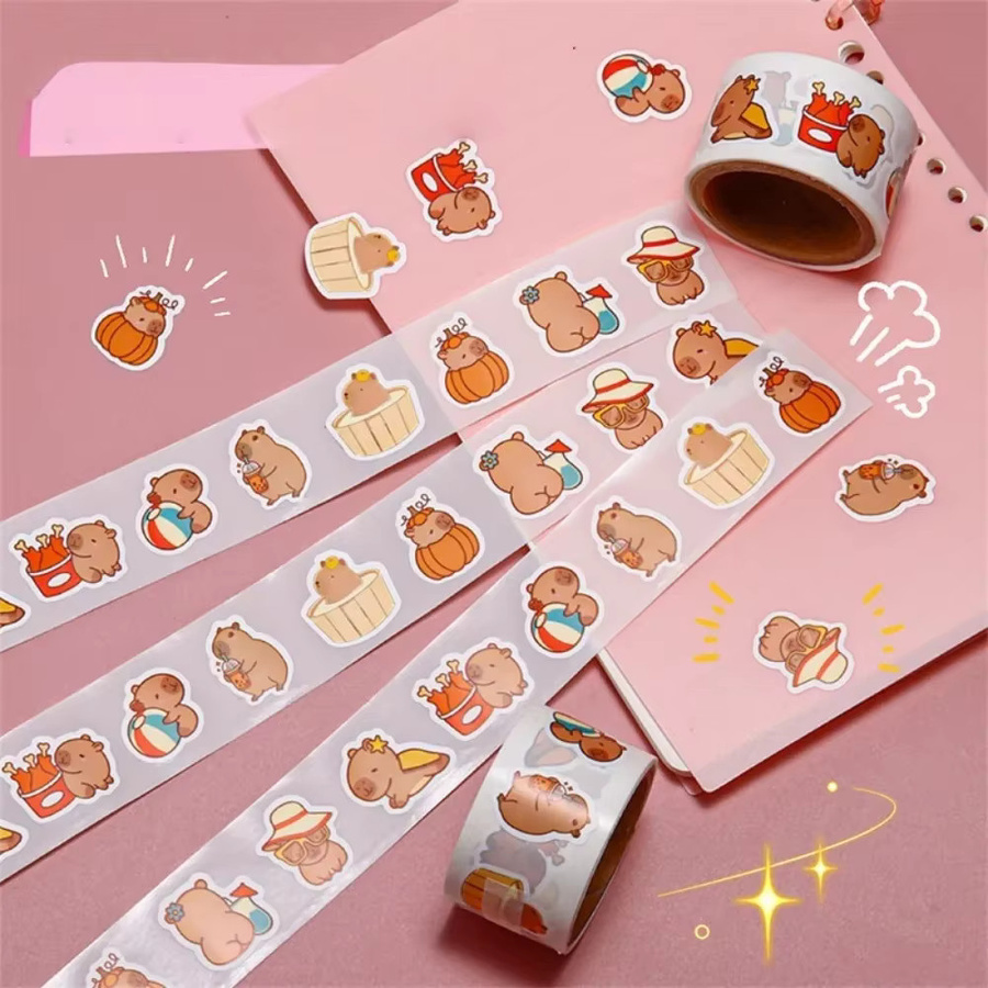 80 Stück Capybara Curly Aufkleber im süßen Cartoon-Stil von Anime Worlds Store, bunt, Scrapbook Dekoration für Kinder und Studenten - Bild 2