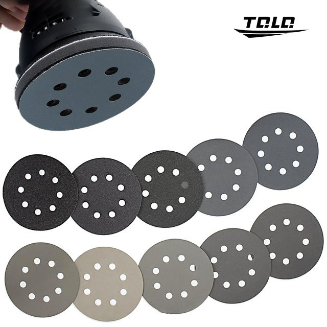 TQLQ Nass-Trocken-Schleifscheibe 8-Loch Universal Schleifpapier für Auto Metall und Holzbearbeitung Durchmesser: 125 mm - Bild 1