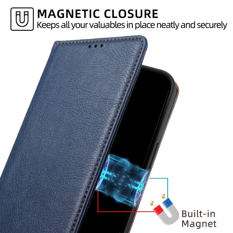 Leder-Brieftasche und Flip-Cover Handyhülle mit Kartenfächern für Google Pixel Modelle in Braun oder Blau - Bild 5