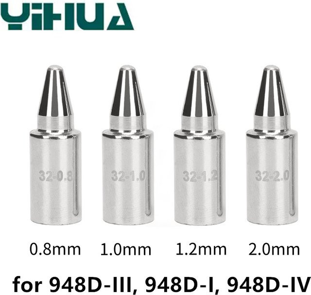 YIHUA Entlötdüsen 948D-III 948D-I 948D-IV für Vakuumsaugpistolen kompatibel mit Lötstationen der Serien YEW/WEP 32 in Silber - Bild 1