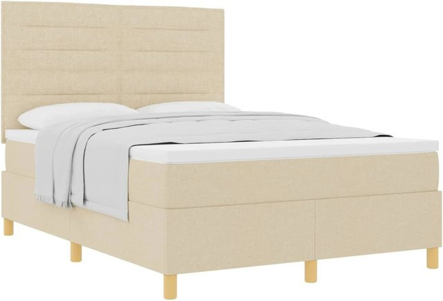 vidaXL Boxspringbett mit Matratze in Beige, B/T/H: 140 x 200 x 280 cm, mit Taschenfederkern und Stoffbezug - Bild 1