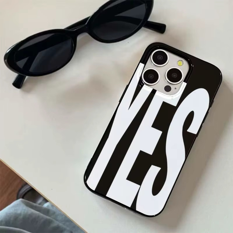 Personalisierte Kunst-Handyhülle mit Schwarz-weißen Buchstaben NEIN und JA für iPhone 11 bis iPhone 17 Pro Max, weiche Abdeckung, Schwarz-Weiß - Bild 4