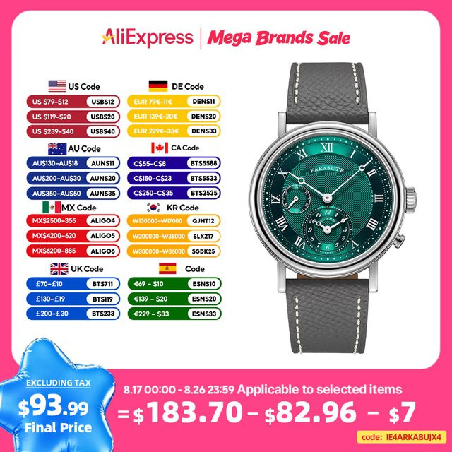 FARASUTE Armbanduhr, Quarz, Edelstahl, Saphirglas, Silber, Herren - Bild 1