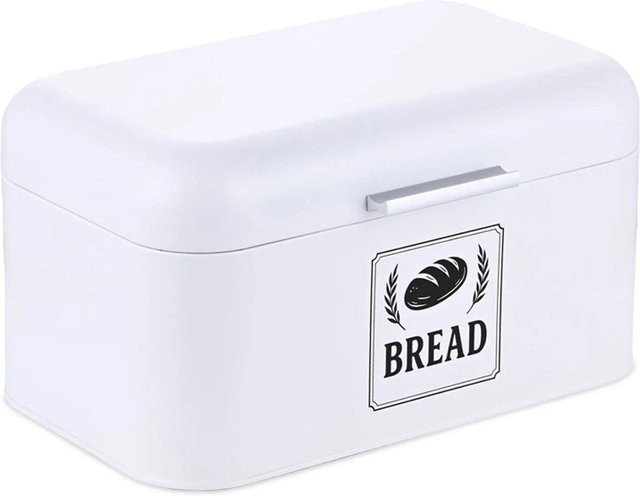 Relaxdays Brotkasten aus Eisen mit Deckel und Griff in Weiß, B/T/H: 30 x 16,5 x 19 cm - Bild 1