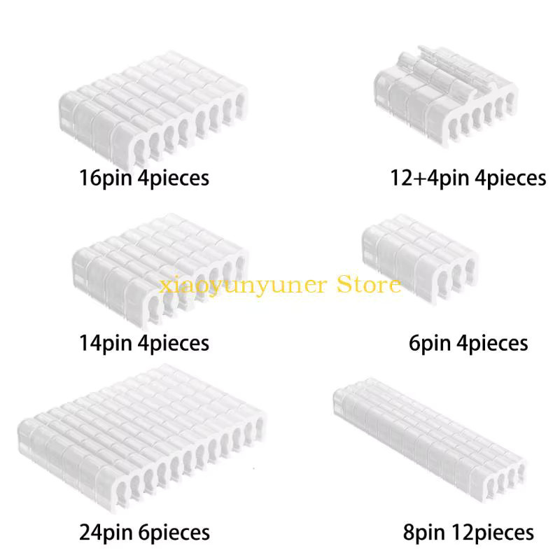 P9JB Computer Line Manager Set aus PVC für ummantelte Leitungen mit 1,8–2,5 mm Durchmesser, 34 Stück, transparent/weiß - Bild 2