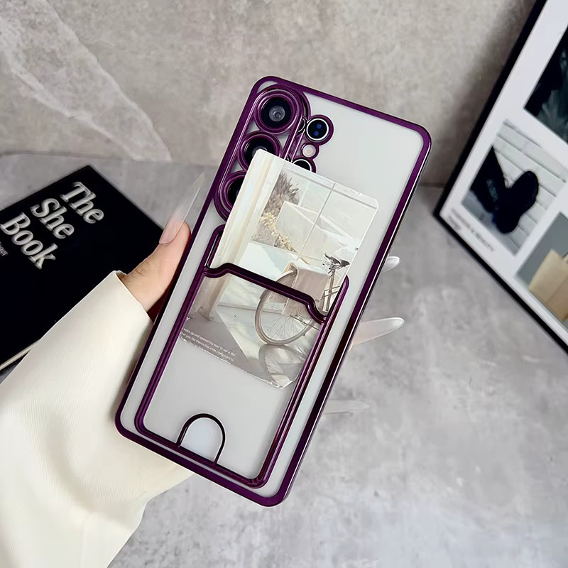 Transparente Kartenhülle für Samsung Galaxy S26 Ultra S25 S24 S23 S22 S21 S20 Plus FE mit Galvanisierungseffekt - Bild 2