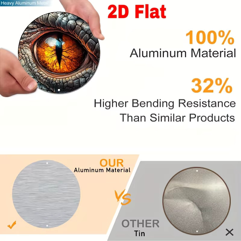 Dragon's Eye 2D Flat Metal Sign von Potdemiel – Runde Aluminium-Wandkunst mit mystischem Design in Multicolour, Durchmesser: 20 cm - Bild 3
