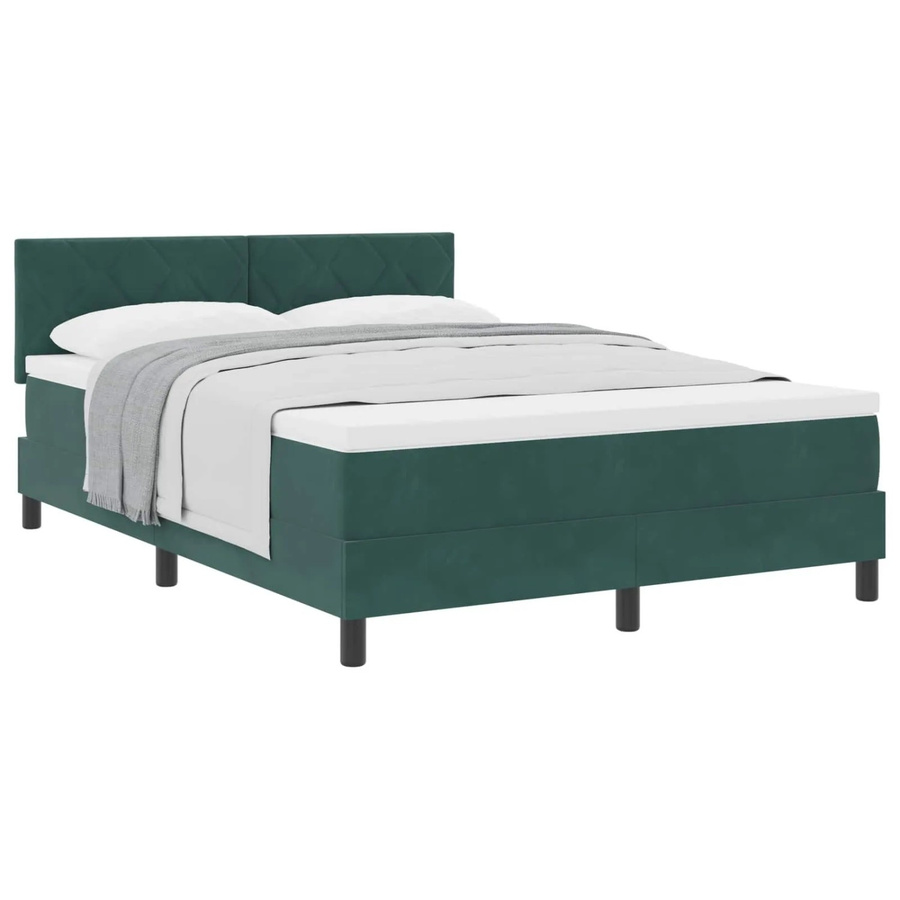 vidaXL Boxspringbett mit Matratze aus Samt in Grün, B/T: 160 x 200 cm - Bild 2