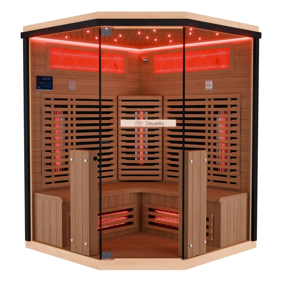 Dewello Infrarotkabine Kenora Infrarotsauna aus Hemlockholz für 2-3 Personen, Farbe Braun, B/T/H: 140 x 140 x 190 cm - Bild 2