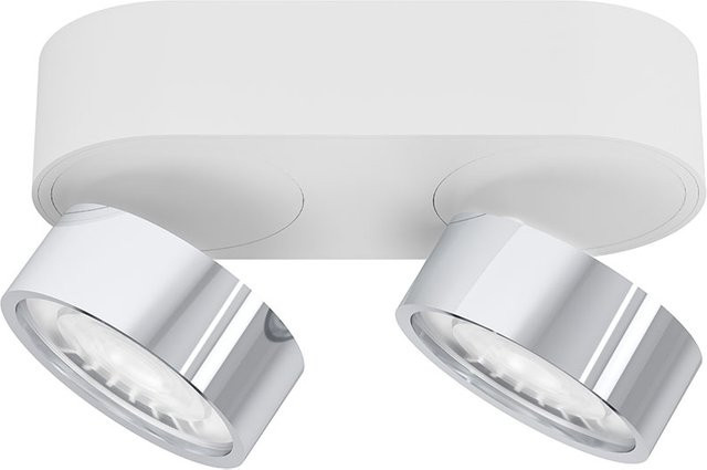 LUX-IT Swing 95 Round LED-Deckenstrahler 2-flammig, Weiß und Chrom, Warmweiß 3000K, dimmbar und verstellbar - Bild 1